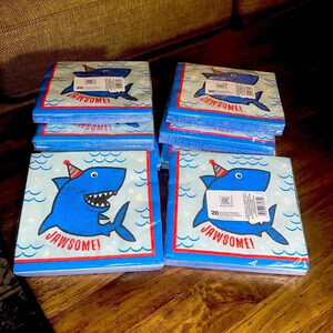 Lot of 8: Children’s/Kid’s Birthday Dinner Napkins Baby Shark/Jawsome 8 packs/20
